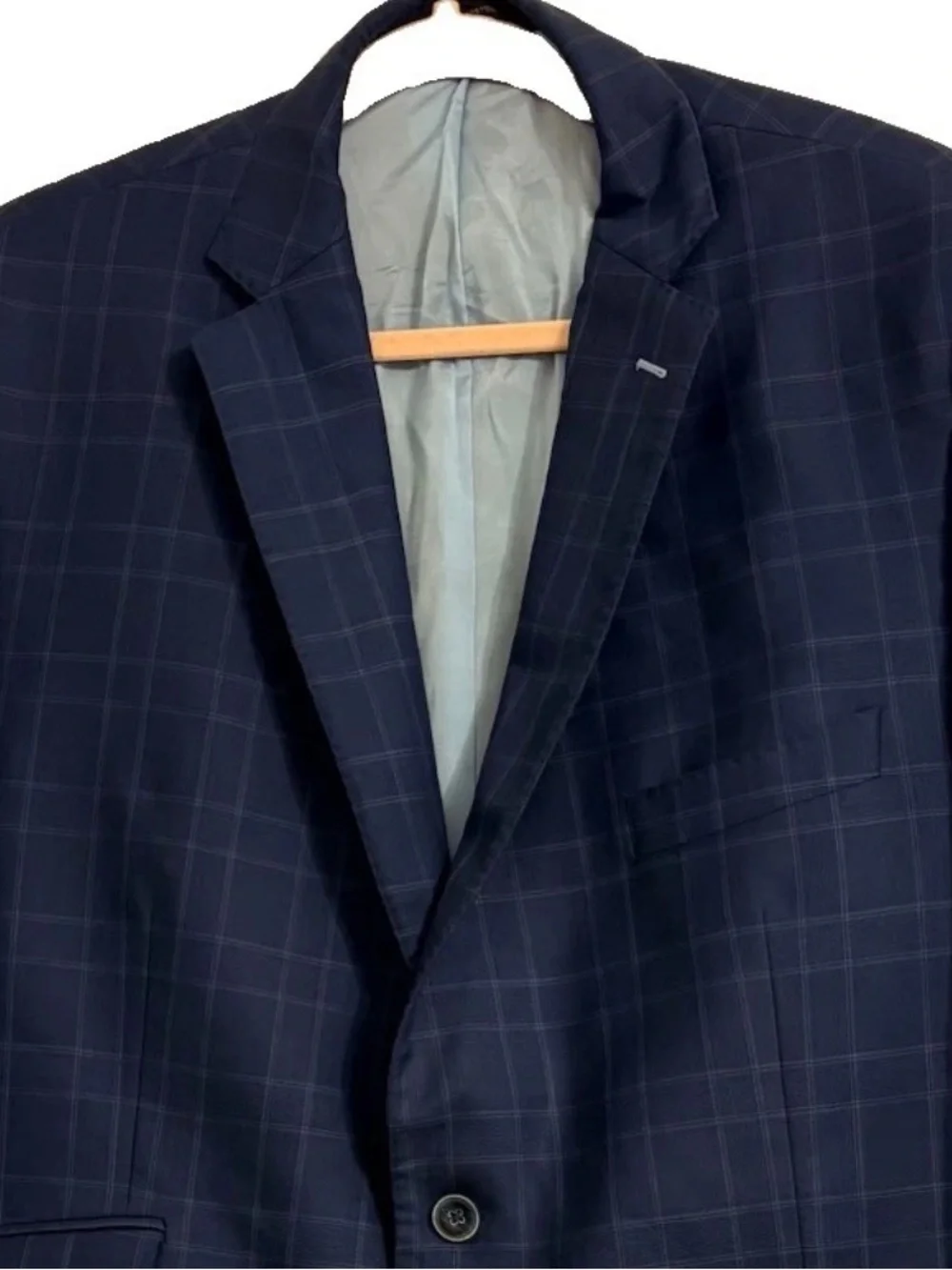 J HILBURN Custom Luxury Blue Plaid Wool Blazer Sport Coat with Matching Vest